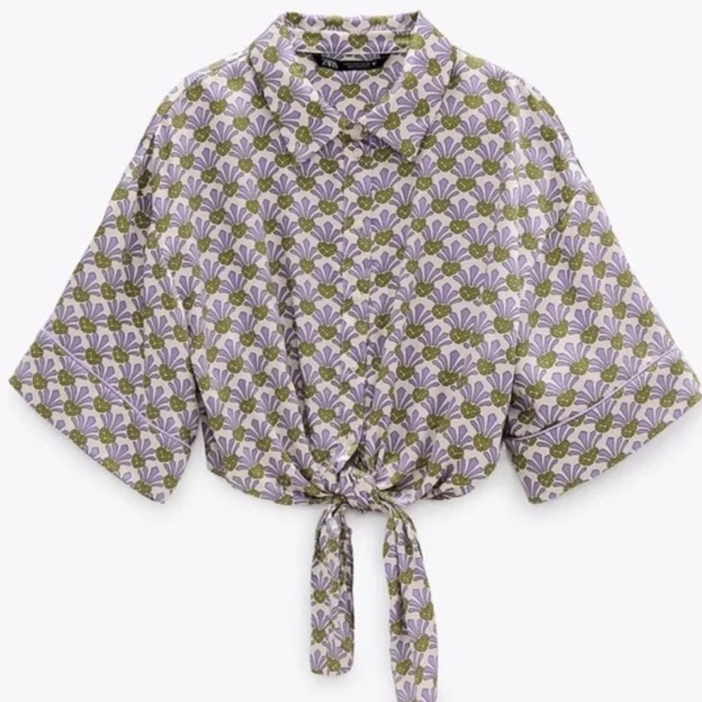 Zara pineapple tie shirt